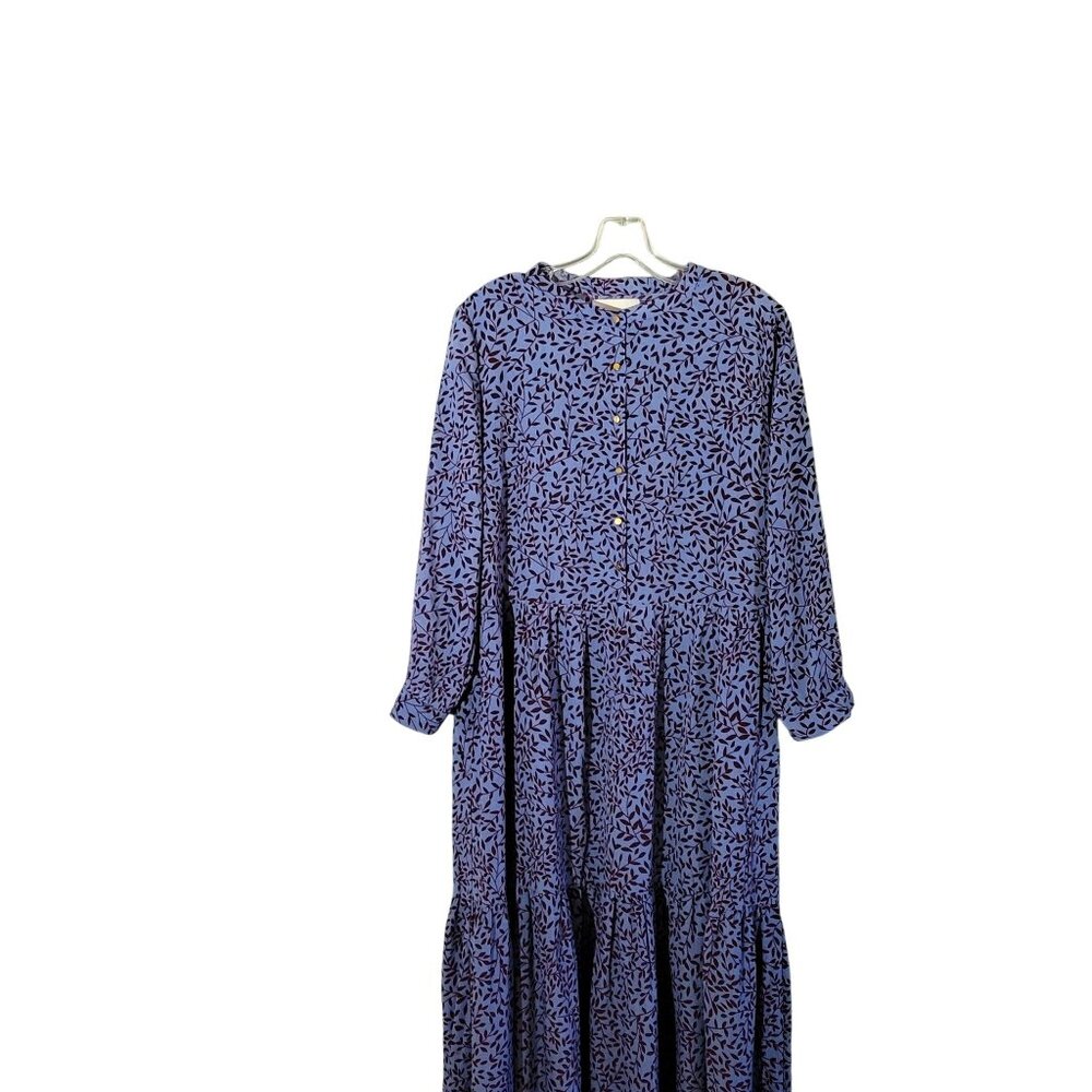 Lolly's Laundry Maxi Dress Women's Size Medium Long Sleeve Button-Front Blue & B - Picture 4 of 4